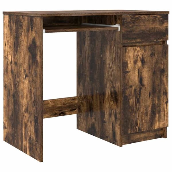 vidaXL skrivebord 86x49x76 cm konstrueret træ røget egetræsfarve