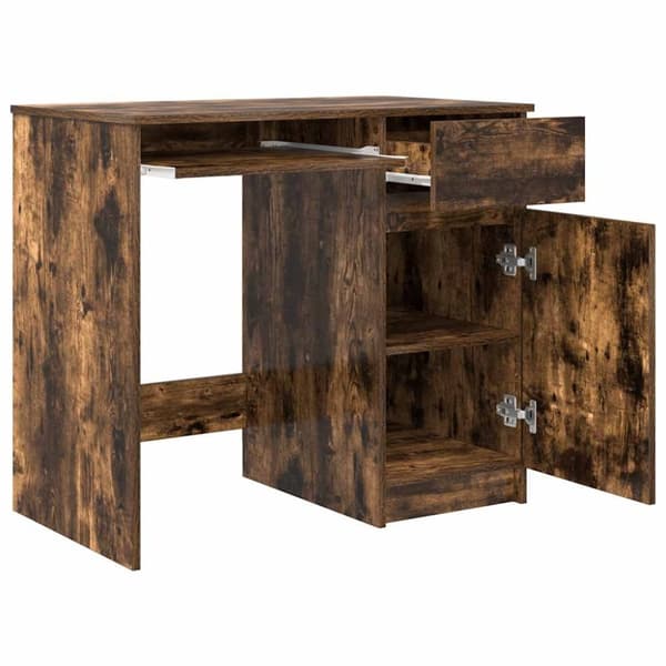 vidaXL skrivebord 86x49x76 cm konstrueret træ røget egetræsfarve