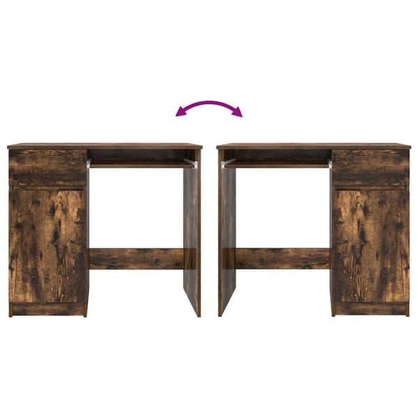 vidaXL skrivebord 86x49x76 cm konstrueret træ røget egetræsfarve