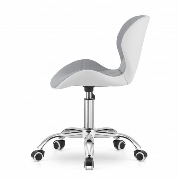 AVOLA Ekologisk Läder Skrivbordsstol - Grå/Vit, Ergonomisk, Svängbar, Höjjusterbar för Hemmaarbetare