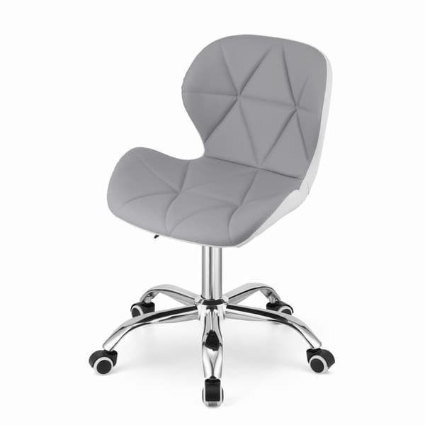 AVOLA Ekologisk Läder Skrivbordsstol - Grå/Vit, Ergonomisk, Svängbar, Höjjusterbar för Hemmaarbetare