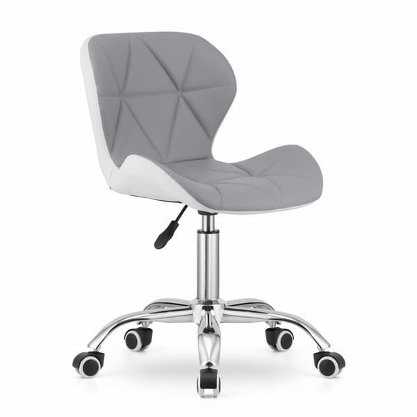 AVOLA Ekologisk Läder Skrivbordsstol - Grå/Vit, Ergonomisk, Svängbar, Höjjusterbar för Hemmaarbetare