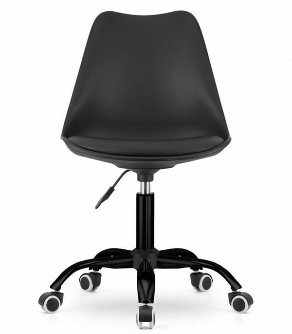 ANDRIA Ergonomisk Svängbar Kontorsstol - Svart, Kompakt Design för Hemmakontorskomfort