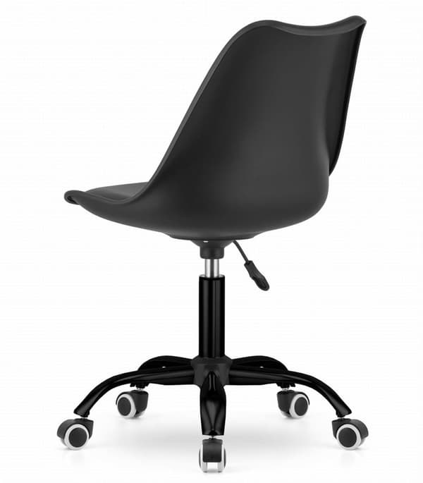 ANDRIA Ergonomisk Svängbar Kontorsstol - Svart, Kompakt Design för Hemmakontorskomfort