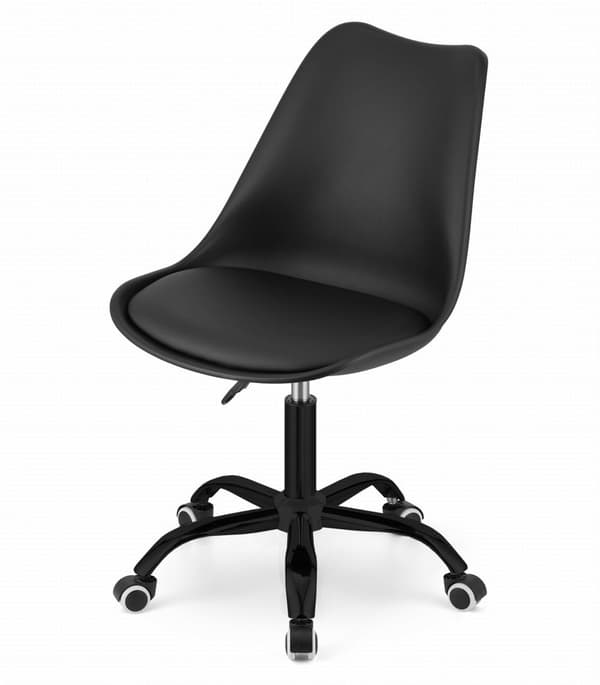 ANDRIA Ergonomisk Svängbar Kontorsstol - Svart, Kompakt Design för Hemmakontorskomfort