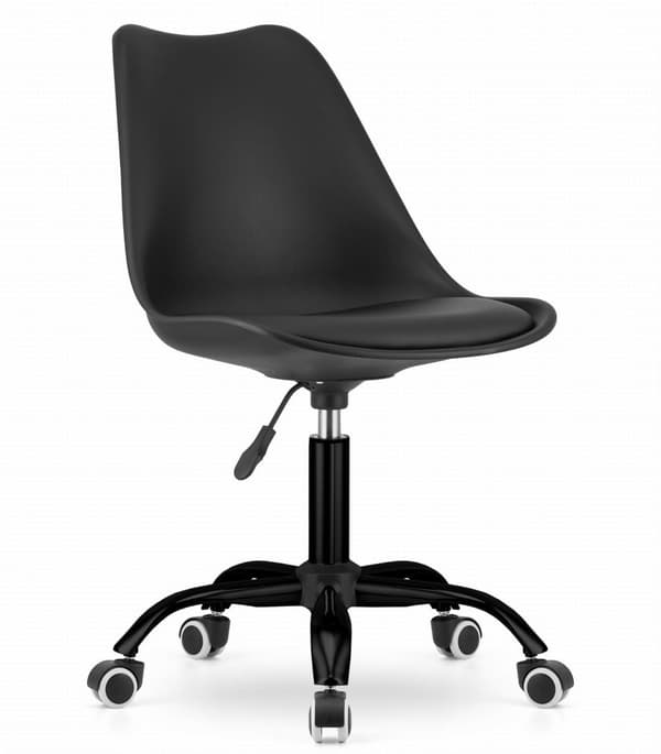 ANDRIA Ergonomisk Svängbar Kontorsstol - Svart, Kompakt Design för Hemmakontorskomfort