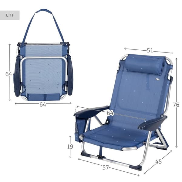 Strandkurv Aktive Foldbar Marineblå 51 x 76 x 45 cm (2 enheder)