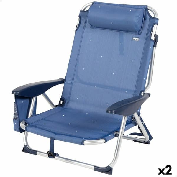 Strandkurv Aktive Foldbar Marineblå 51 x 76 x 45 cm (2 enheder)