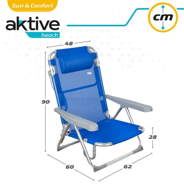 Strandkurv Aktive Foldbar Blå 48 x 90 x 60 cm (2 enheder)