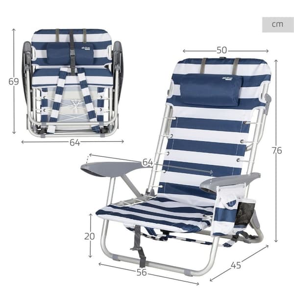 Strandkurv Aktive Blå Hvid 50 x 76 x 45 cm (2 enheder)