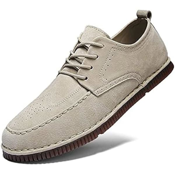 CDDDEDDX Oxford skor för män Vår Män Oxford Skor Grå Khaki Business Läder Sneakers Män Platta skor Mode