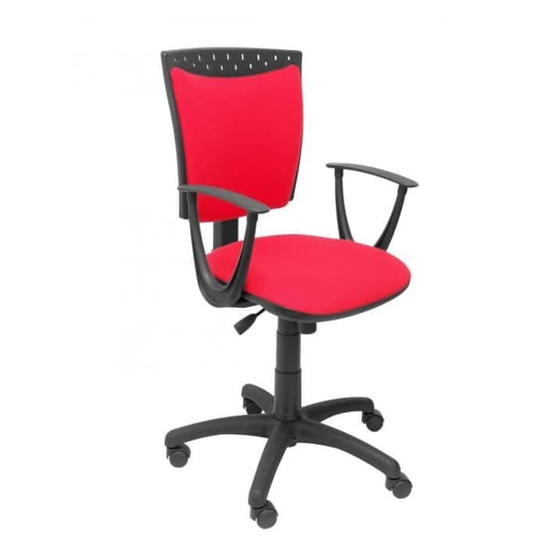 Ergonomisk kontorsstol, vridbar och justerbar i höjdled Sits och rygg klädd i rött BALI-tyg PIQUERAS Y CRESPO