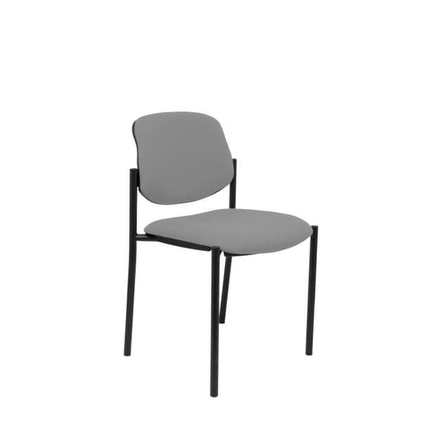 Konfidentiell stol med 4 ben och svart struktur - Sits och rygg klädda i grått BALI-tyg PIQUERAS Y CRESPO Modell