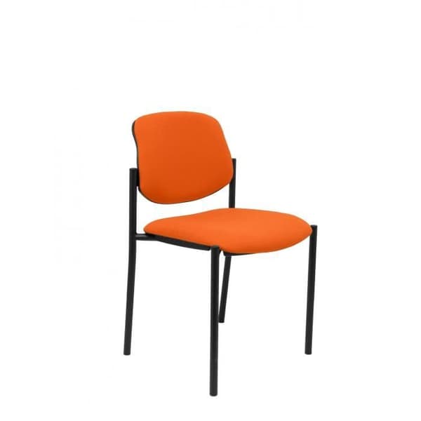 Konfidentiell stol med 4 ben och svart struktur - Sits och rygg klädda i BALI orange tyg PIQUERAS Y CRESPO Modell