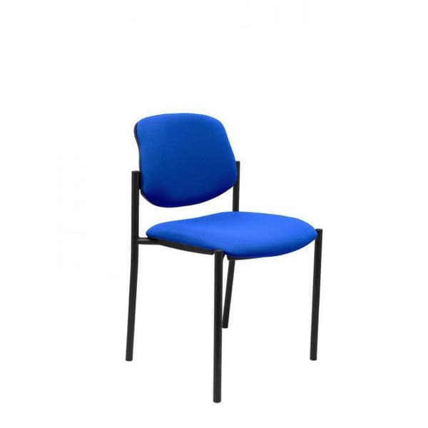 Konfidentiell stol med 4 ben och svart struktur - Sits och rygg klädda i marinblått BALI-tyg PIQUERAS Y CRESPO