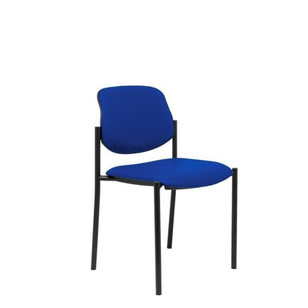 Konfidentiell stol med 4 ben och svart struktur - Sits och rygg klädd i blått Similpiel-tyg PIQUERAS Y CRESPO