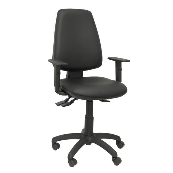 Ergonomisk kontorsstol med synkromekanism och justerbar i höjdled - Sits och rygg klädd i liknande svart läder