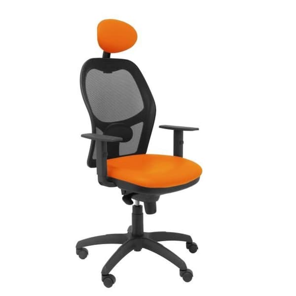 Jorquera stol svart orange mesh imiterad sits med fast nackstöd