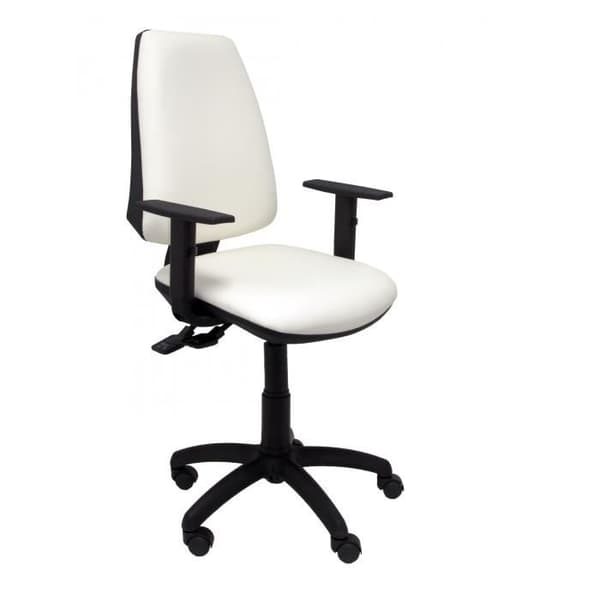 Ergonomisk kontorsstol med synkromekanism och justerbar i höjdled - Sits och rygg klädd i liknande vitt