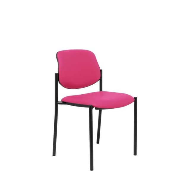Konfidentiell stol med 4 ben och svart struktur - Sits och rygg klädd i rosa Similpiel-tyg PIQUERAS Y CRESPO