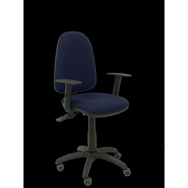 Silla Ayna S bali azul marino con brazosjustables y ruedas de parquet