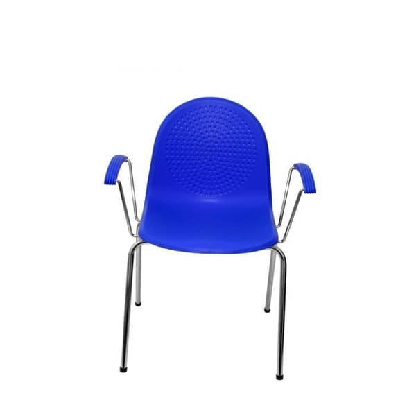 Pack med 4 stolar - PIQUERAS Y CRESPO - Ves - Ergonomiska - Blå plast - Fasta armstöd