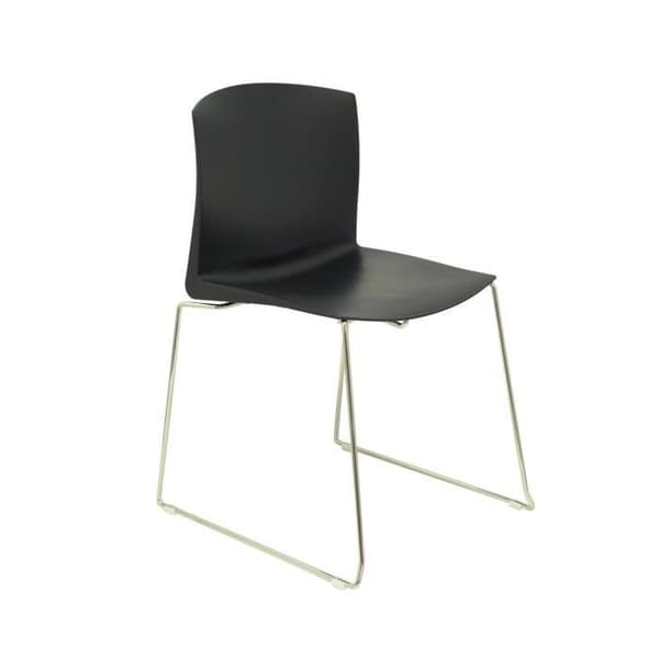 Ergonomiska förtroendestolar PIQUERAS Y CRESPO Boniches - Paket med 4 - Svart - PVC - Varilla cromada