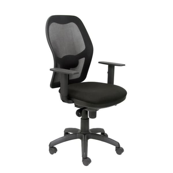 Ergonomisk kontorsstol med synkromekanism, justerbara armstöd och höjdjusterbart ryggstöd i svart ventilerande mesh