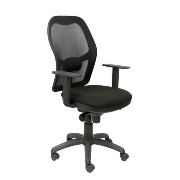 Ergonomisk kontorsstol med synkromekanism, justerbara armstöd och höjdjusterbart ryggstöd i svart ventilerande mesh