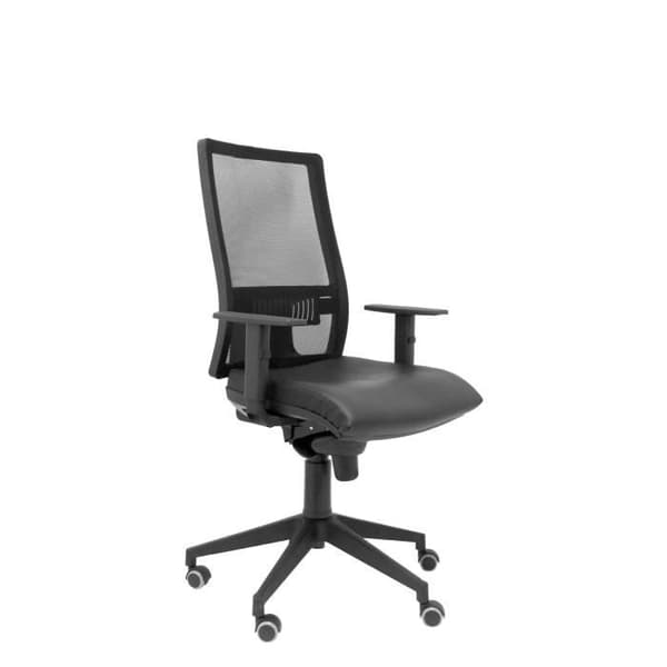 Ergonomisk kontorsstol PIQUERAS Y CRESPO Horna - Svart - Läder - Mekanism sincro och justerbar i höjdled