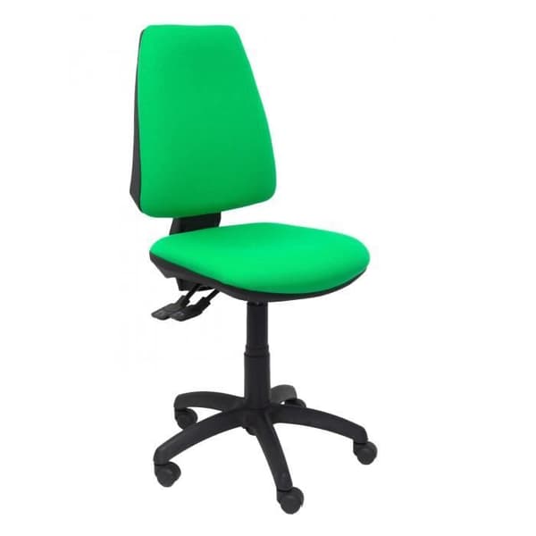 Ergonomisk kontorsstol med synkromekanism, justerbar i höjdled och hjul i parkett, sits och rygg klädd i tyg