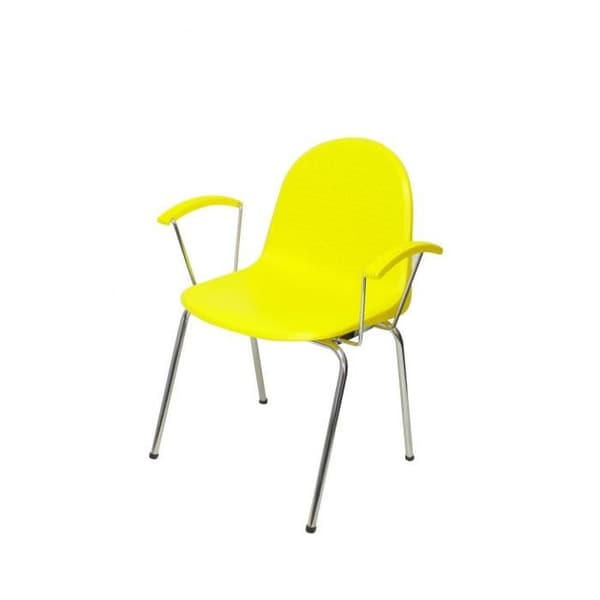 Ves stolar i gul plast - PIQUERAS Y CRESPO - Paket om 4 - Ergonomiska med armstöd i krom
