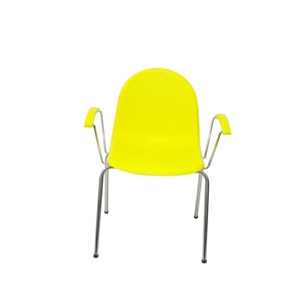 Ves stolar i gul plast - PIQUERAS Y CRESPO - Paket om 4 - Ergonomiska med armstöd i krom