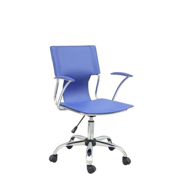 Ergonomisk kontorsstol med fasta armar - PIQUERAS Y CRESPO - Modell 214 - Blå - Imitation