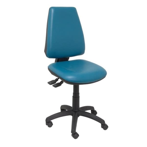 Ergonomisk kontorsstol med synkromekanism, justerbar i höjdled och nylonhjul, sits och rygg klädd i läder