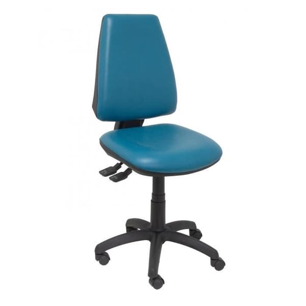 Ergonomisk kontorsstol med synkromekanism, justerbar i höjdled och nylonhjul, sits och rygg klädd i läder