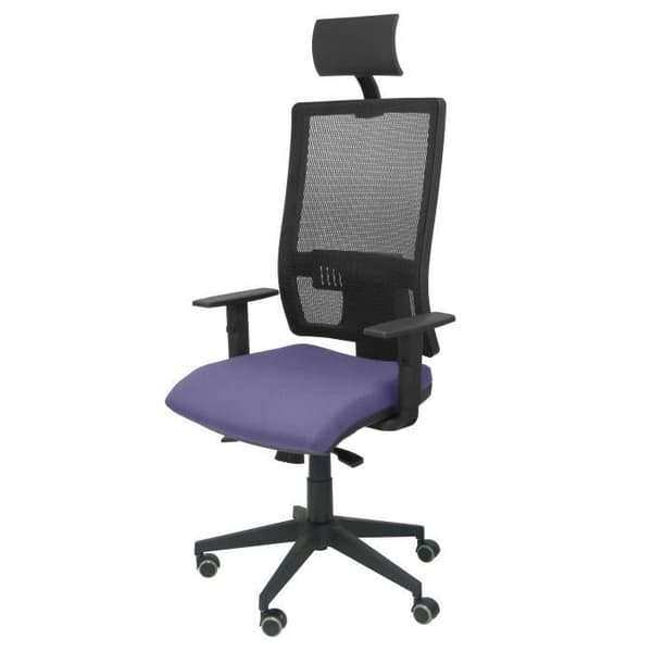 Ergonomisk kontorsstol med synkromekanism och högt ryggstöd i ventilerande mesh och justerbar i höjdled, med nackstöd