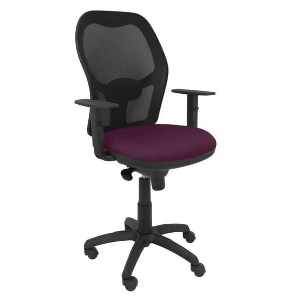 Ergonomisk kontorsstol Jorquera - PIQUERAS Y CRESPO - Svart mesh - Lila BALI-tyg