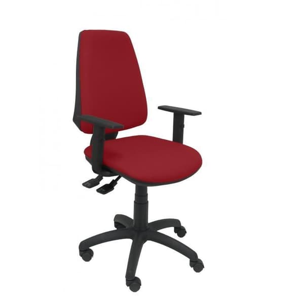 Ergonomisk kontorsstol med synkromekanism, justerbar i höjdled och nylonhjul, sits och rygg klädd i tyg
