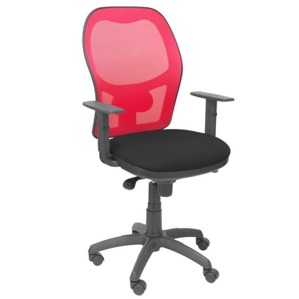 Ergonomisk kontorsstol med synkronmekanism, justerbara armstöd och justerbar höjd Ryggstöd i rött ventilerande mesh