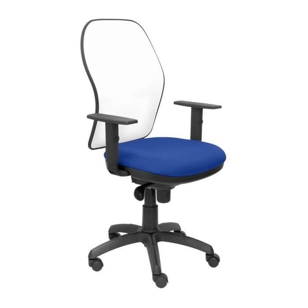 Ergonomisk kontorsstol med synkromekanism, justerbara och höj- och sänkbara armstöd, ryggstöd i mesh som andas