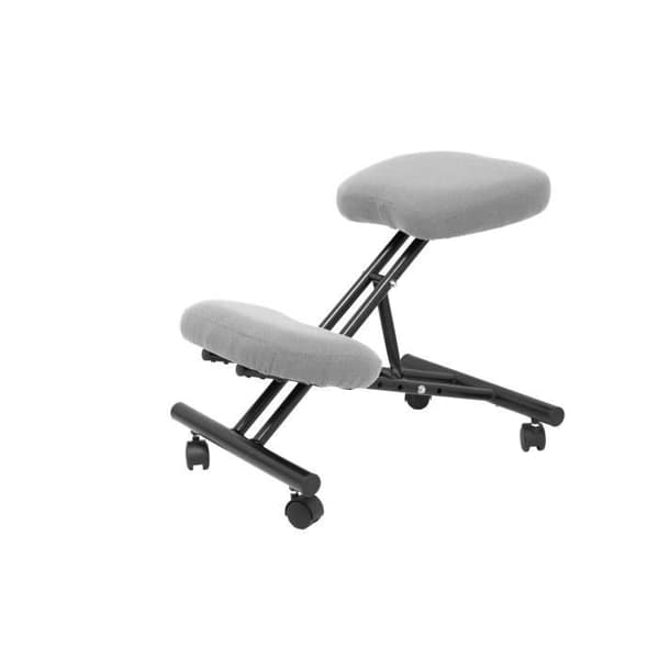 Fast ergonomisk kontorspall, justerbar i olika lägen och med hjul. stoppad sits i ljusgrått BALI-tyg