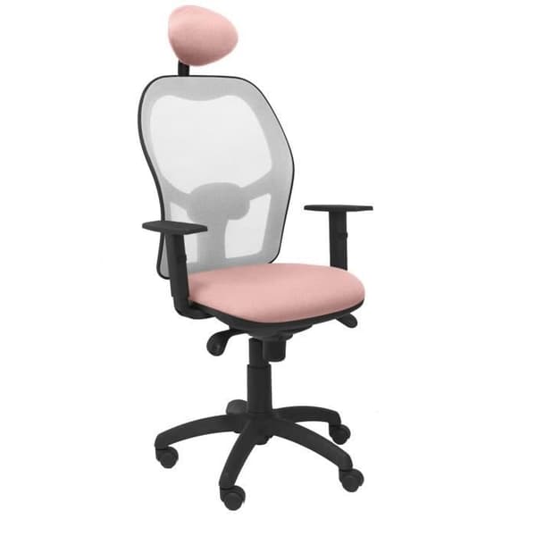 Jorquera stol blekrosa baligrå mesh sits med fast nackstöd