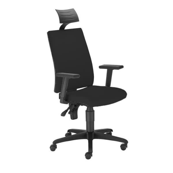 Ergonomisk kontorsstol, vridbar och höj- och sänkbar Sits och rygg klädd i svart ARAN-tyg (HUVUD INGÅR)