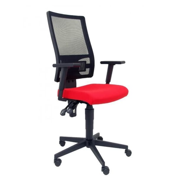 Ergonomisk kontorsstol med synkromekanism, justerbara armstöd och svankstöd - Andningsbart ryggstöd i svart mesh och