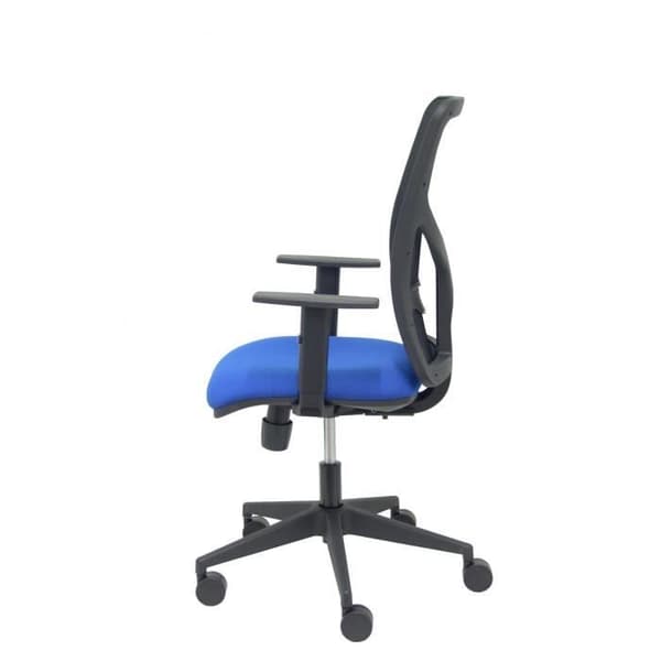 Ergonomisk kontorsstol Motilla - PIQUERAS Y CRESPO - Malla negra - Asiento Bali azul - Justerbar arm