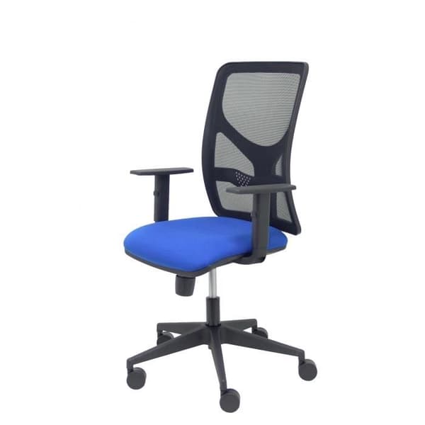 Ergonomisk kontorsstol Motilla - PIQUERAS Y CRESPO - Malla negra - Asiento Bali azul - Justerbar arm