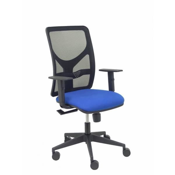 Ergonomisk kontorsstol Motilla - PIQUERAS Y CRESPO - Malla negra - Asiento Bali azul - Justerbar arm