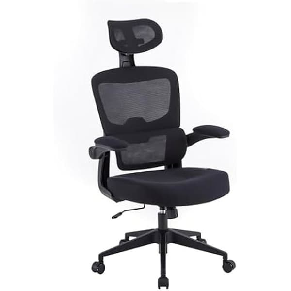 Ergonomisk Kontorsstol - Woxter - Ergo Black - Höjdjusterbar - Armstöd - Andningsbart Tyg