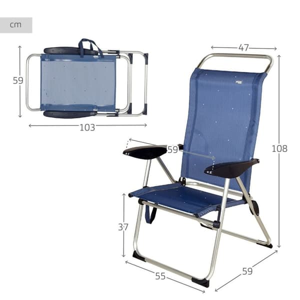 Strandstol Aktive Marinblå 47 x 108 x 59 cm (2 antal)